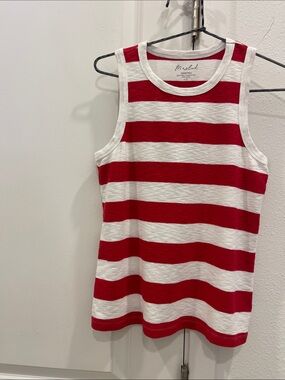 Marled Red & White Striped Sleeveless Tank